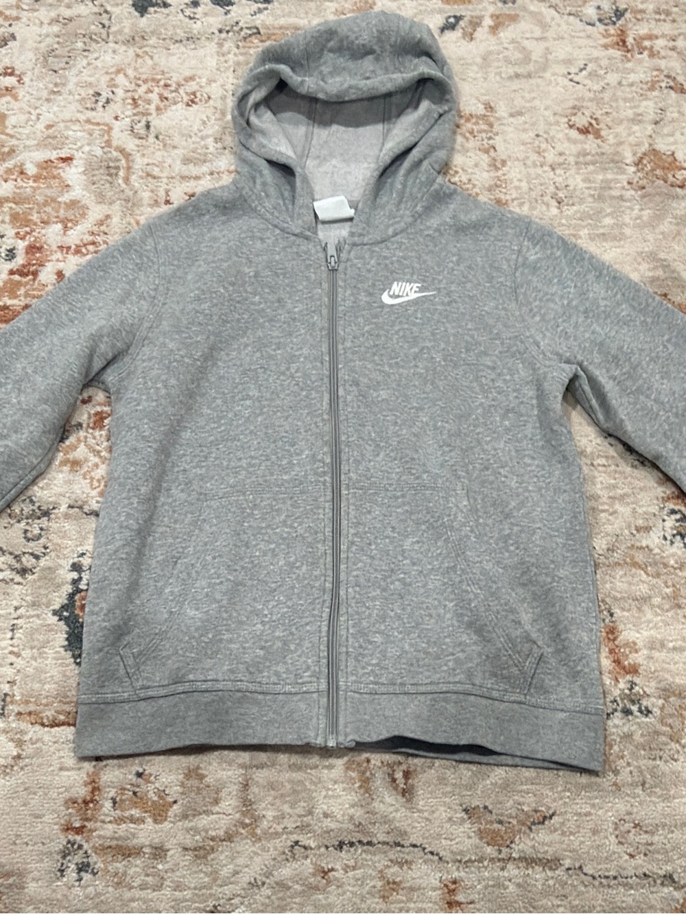 Nike Kids Light Gray Full-Zip Hooded Sweatshirt